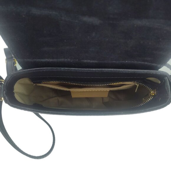 Charlie Leather Black "Mack" Small Half Moon Crossbody-Black Leather & Fur–NWT - Picture 6 of 11